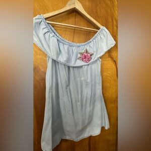 Off-Shoulder Dress with Floral Embroidery